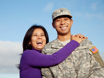 military couple smiling